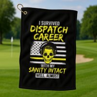 Retired Dispatcher 911 Thin Yellow Line Patriotic Golf Towel
