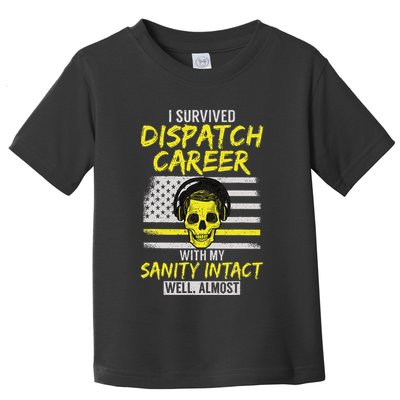 Retired Dispatcher 911 Thin Yellow Line Patriotic Toddler T-Shirt