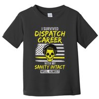 Retired Dispatcher 911 Thin Yellow Line Patriotic Toddler T-Shirt