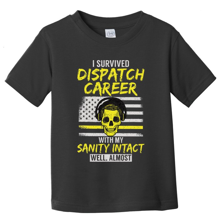 Retired Dispatcher 911 Thin Yellow Line Patriotic Toddler T-Shirt