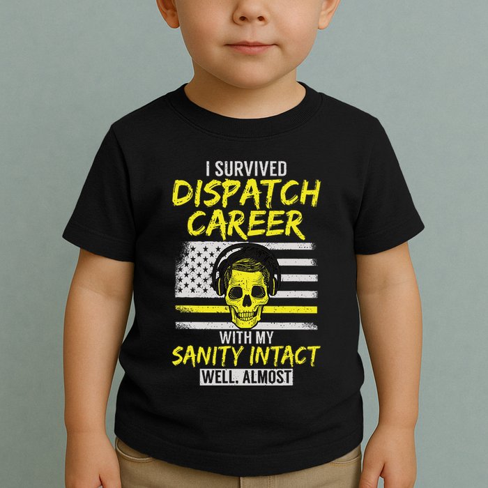 Retired Dispatcher 911 Thin Yellow Line Patriotic Toddler T-Shirt