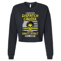 Retired Dispatcher 911 Thin Yellow Line Patriotic Cropped Pullover Crew