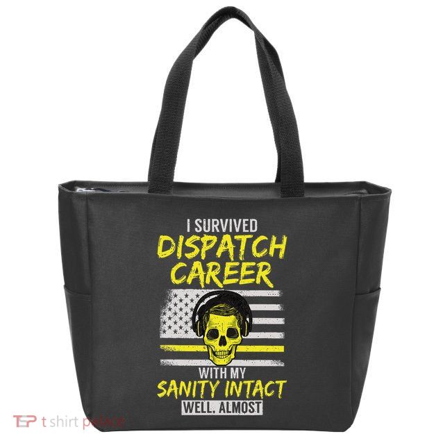 Retired Dispatcher 911 Thin Yellow Line Patriotic Zip Tote Bag