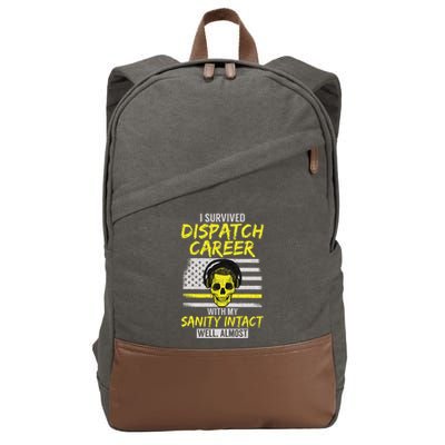 Retired Dispatcher 911 Thin Yellow Line Patriotic Cotton Canvas Backpack