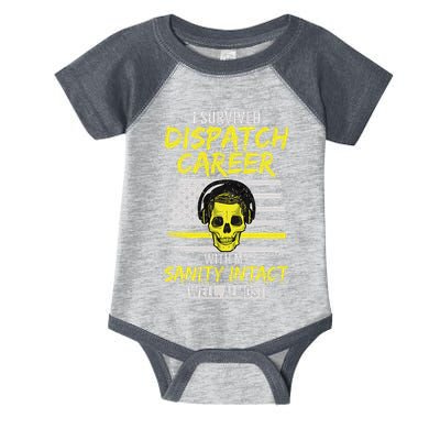 Retired Dispatcher 911 Thin Yellow Line Patriotic Infant Baby Jersey Bodysuit