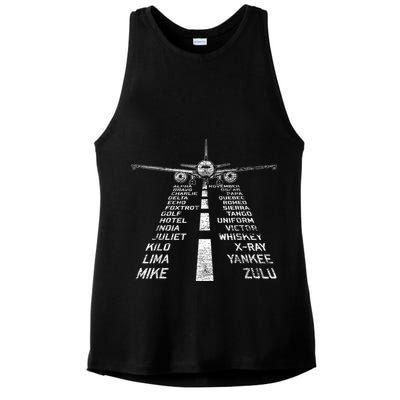 Retro Distressed Aviation Plane Pilot Ladies PosiCharge Tri-Blend Wicking Tank