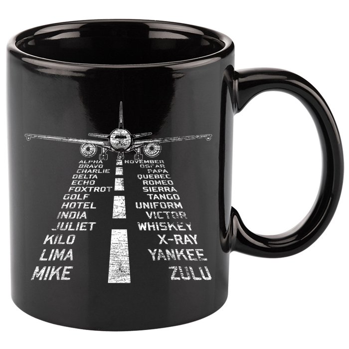 Retro Distressed Aviation Plane Pilot 11oz C Handle Ceramic Mug
