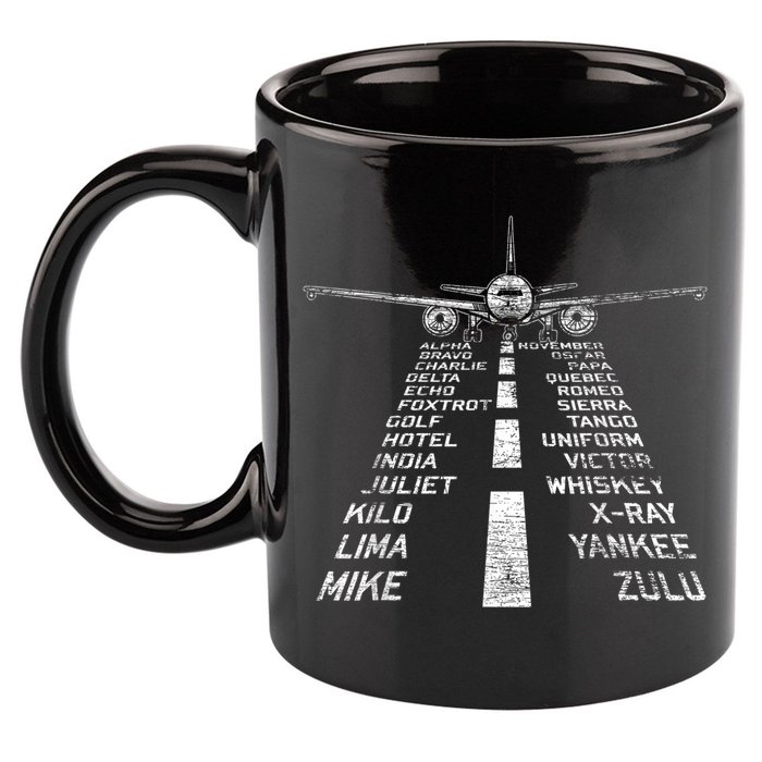 Retro Distressed Aviation Plane Pilot 11oz C Handle Ceramic Mug