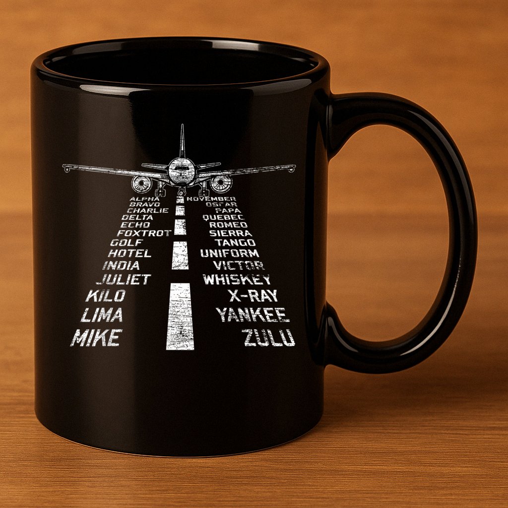 Retro Distressed Aviation Plane Pilot 11oz C Handle Ceramic Mug