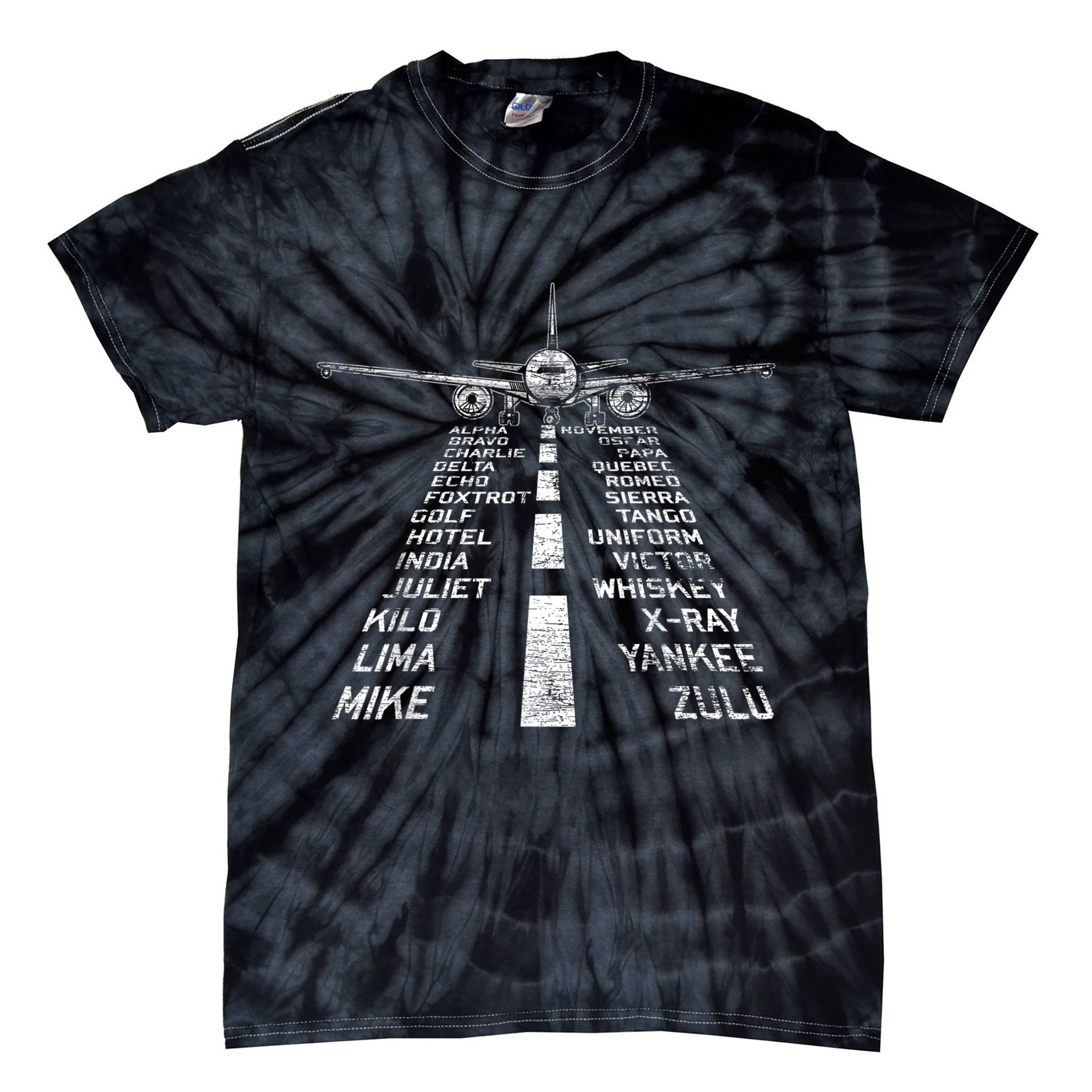 Retro Distressed Aviation Plane Pilot Tie-Dye T-Shirt