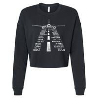 Retro Distressed Aviation Plane Pilot Cropped Pullover Crew