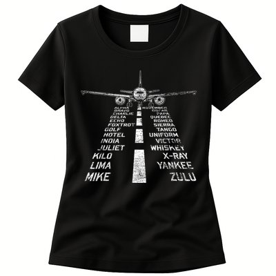 Retro Distressed Aviation Plane Pilot Womens T-Shirt