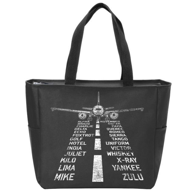 Retro Distressed Aviation Plane Pilot Zip Tote Bag