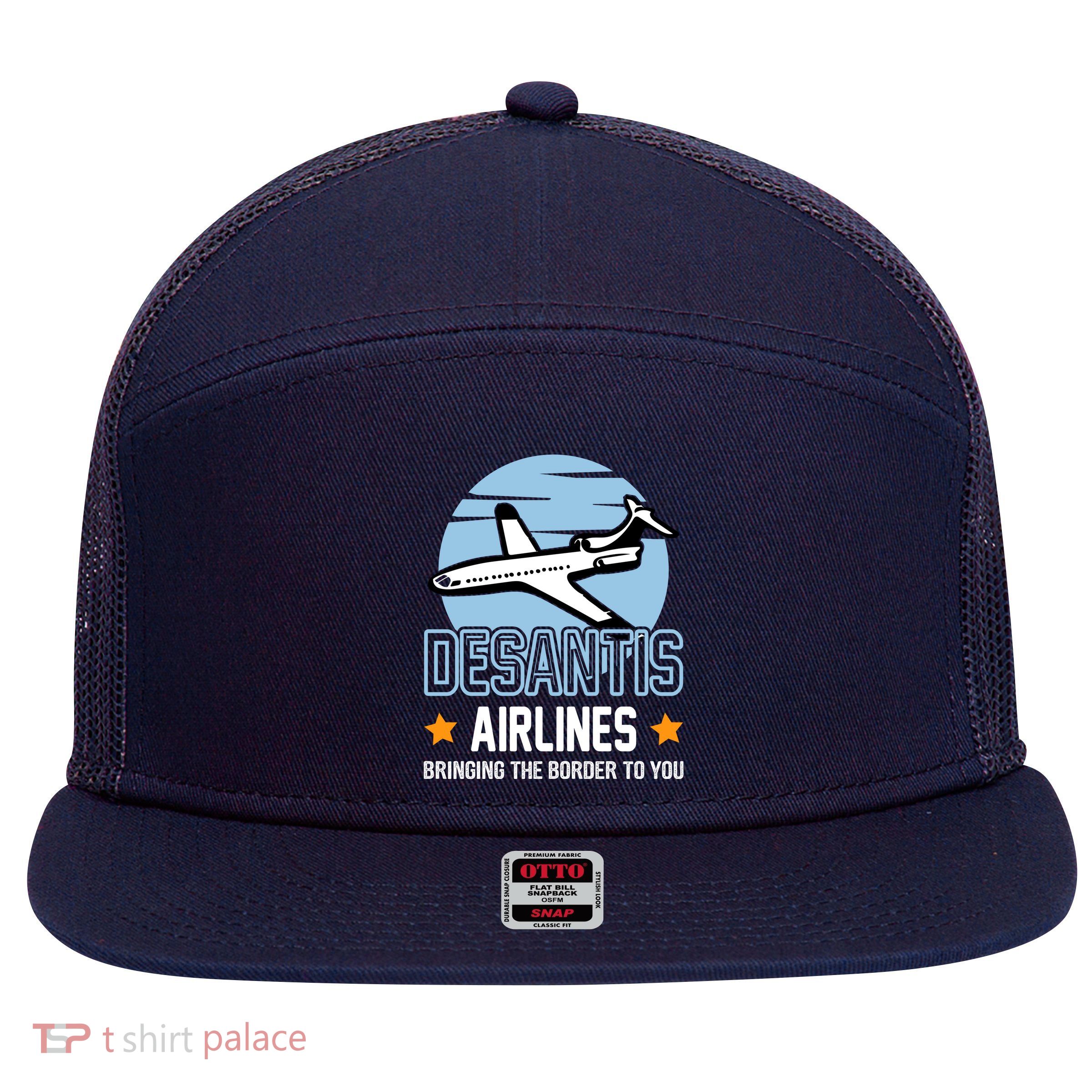 Retro Desantis Airlines Funny 7 Panel Mesh Trucker Snapback Hat