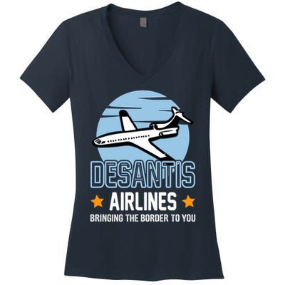 Retro Desantis Airlines Funny Women's V-Neck T-Shirt