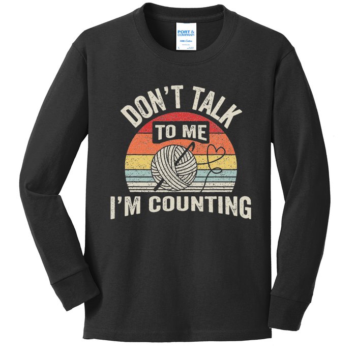 Retro DonT Alk O Me IM Counting Crochet Crocheting Kids Long Sleeve Shirt