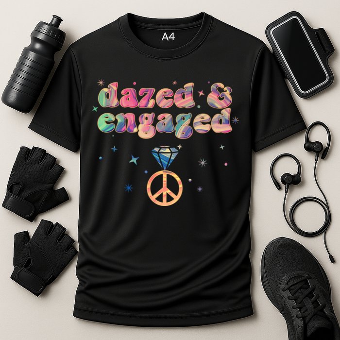Retro Dazed And Engaged New Bride Wife Cooling Performance Crew T-Shirt
