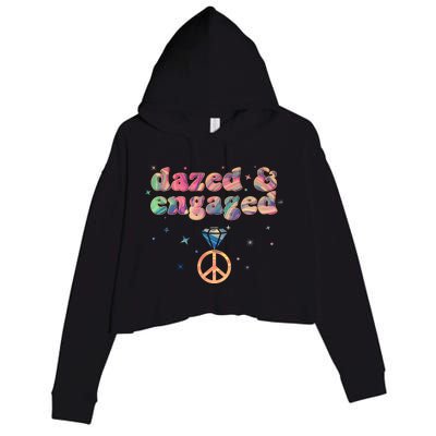 Retro Dazed And Engaged New Bride Wife Crop Fleece Hoodie