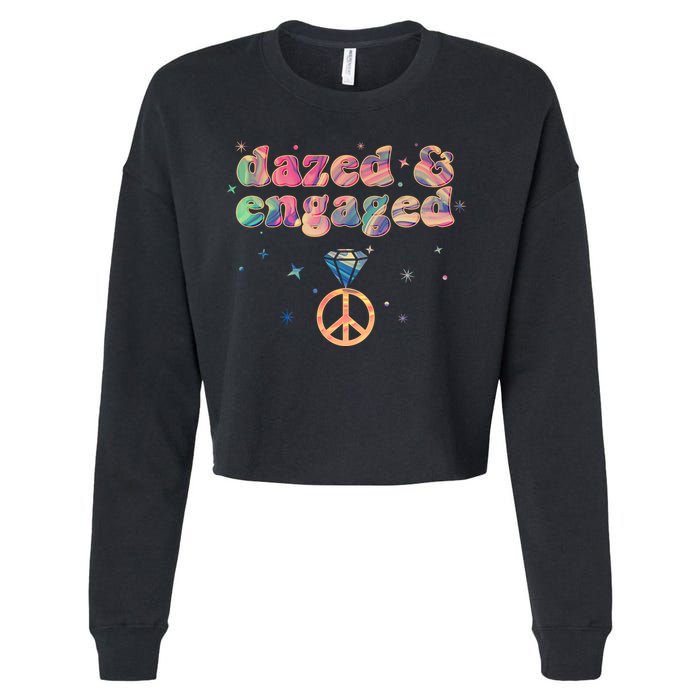 Retro Dazed And Engaged New Bride Wife Cropped Pullover Crew