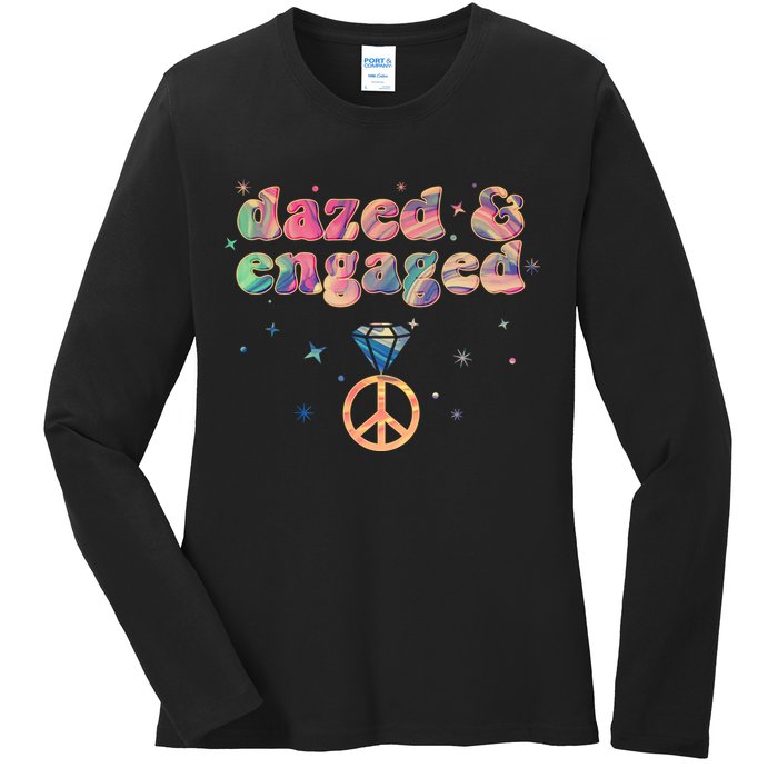 Retro Dazed And Engaged New Bride Wife Ladies Long Sleeve Shirt
