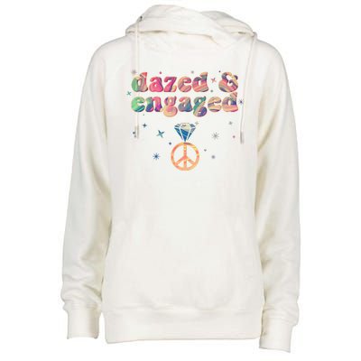 Retro Dazed And Engaged New Bride Wife Womens Funnel Neck Pullover Hood