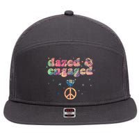 Retro Dazed And Engaged New Bride Wife 7 Panel Mesh Trucker Snapback Hat