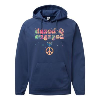 Retro Dazed And Engaged New Bride Wife Performance Fleece Hoodie