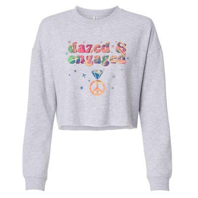 Retro Dazed And Engaged New Bride Wife Cropped Pullover Crew