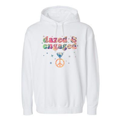 Retro Dazed And Engaged New Bride Wife Garment-Dyed Fleece Hoodie