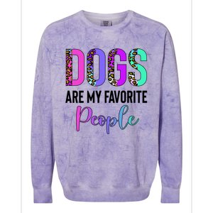 Retro Dogs Are My Favorite People Leopard Funny Dog Owner Gift Colorblast Crewneck Sweatshirt