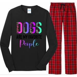 Retro Dogs Are My Favorite People Leopard Funny Dog Owner Gift Long Sleeve Pajama Set