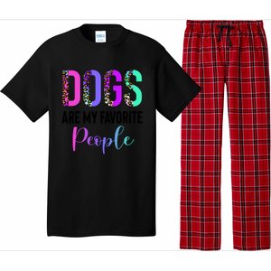 Retro Dogs Are My Favorite People Leopard Funny Dog Owner Gift Pajama Set