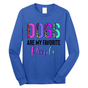 Retro Dogs Are My Favorite People Leopard Funny Dog Owner Gift Long Sleeve Shirt