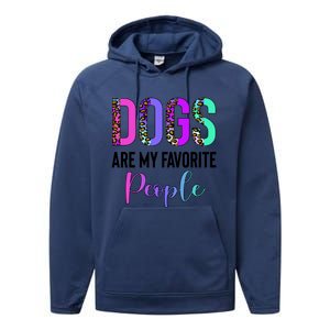 Retro Dogs Are My Favorite People Leopard Funny Dog Owner Gift Performance Fleece Hoodie