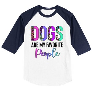 Retro Dogs Are My Favorite People Leopard Funny Dog Owner Gift Baseball Sleeve Shirt