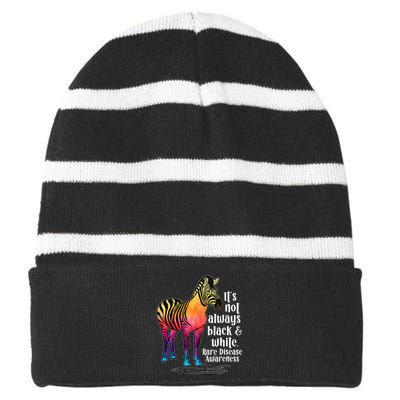 Rare Disease Awareness Proud Rare Disease Warrior Striped Beanie with Solid Band