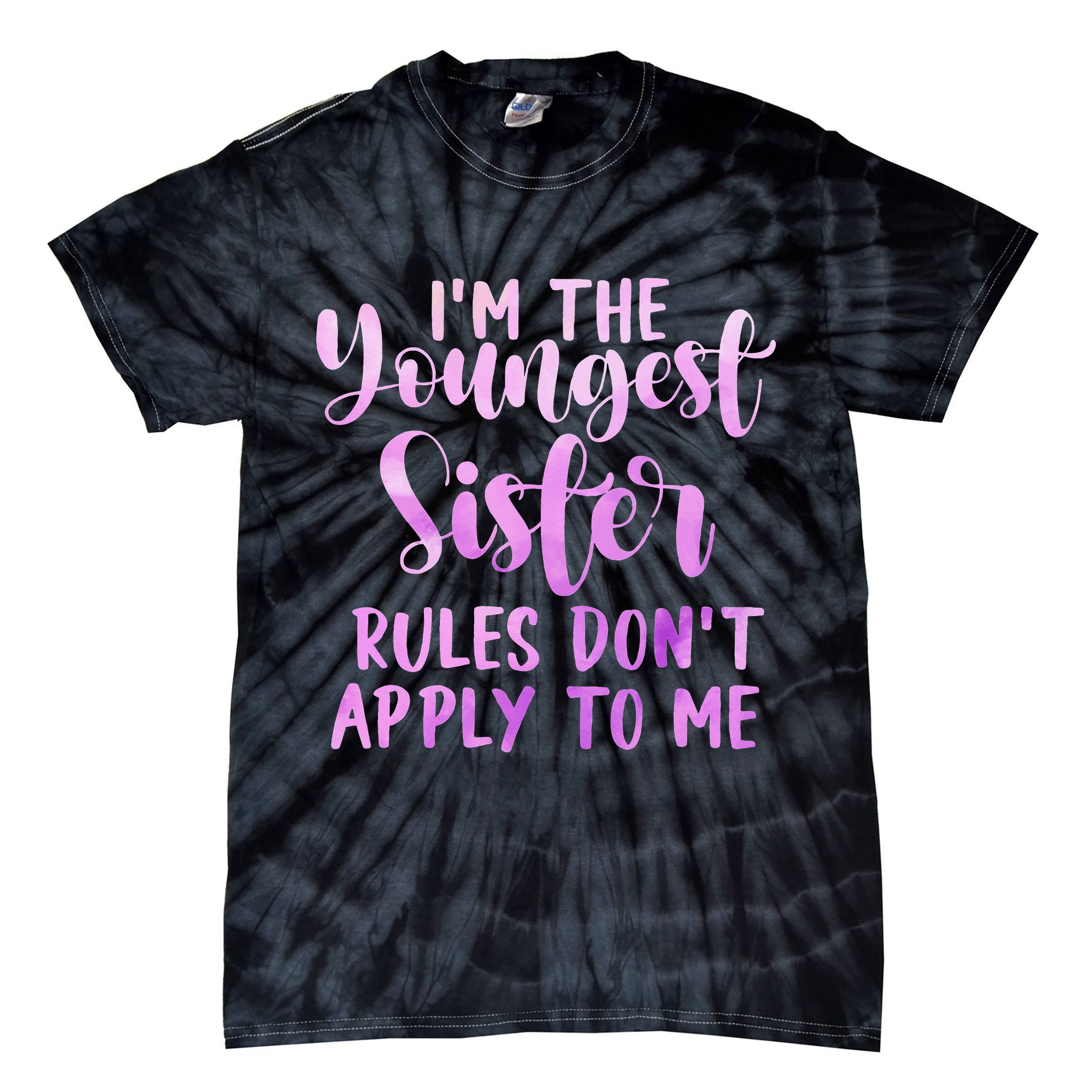 Rules Don't Apply To Me Youngest Sister 3 Sisters Matching Tie-Dye T-Shirt