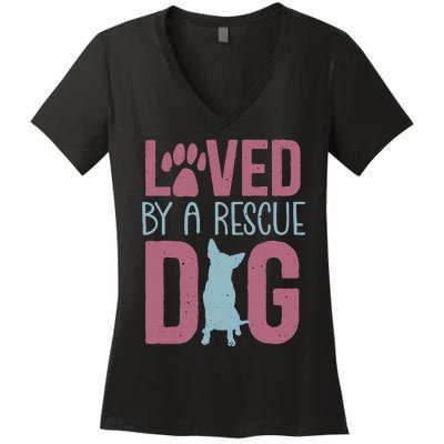 Rescue Dog Animal Adoption Rescue Dog Foster Lover Women's V-Neck T-Shirt