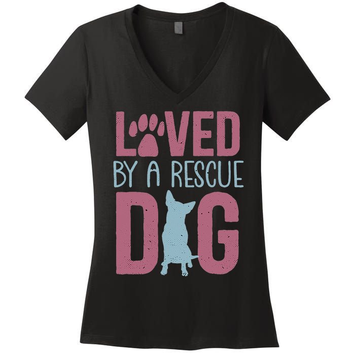 Rescue Dog Animal Adoption Rescue Dog Foster Lover Women's V-Neck T-Shirt