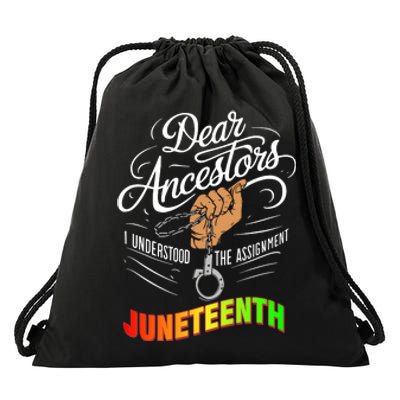 Retro Dear Ancestors I Understood The Assignment Juneteenth Drawstring Bag