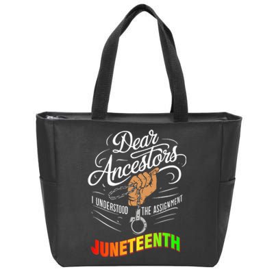 Retro Dear Ancestors I Understood The Assignment Juneteenth Zip Tote Bag