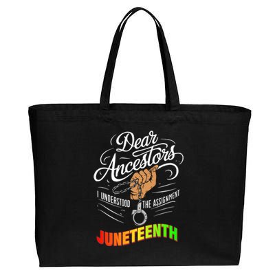 Retro Dear Ancestors I Understood The Assignment Juneteenth Cotton Canvas Jumbo Tote