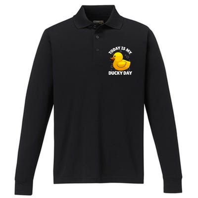 Rubber Duck Art For Rubber Ducky Duck Lover Performance Long Sleeve Polo