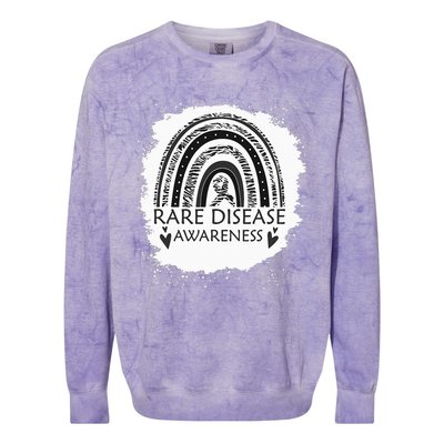 Rare Disease Awareness Bleached Rainbow Zebra Ribbon Colorblast Crewneck Sweatshirt