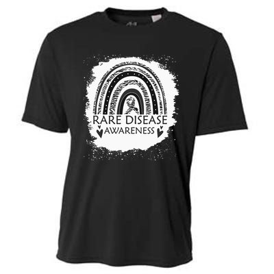 Rare Disease Awareness Bleached Rainbow Zebra Ribbon Cooling Performance Crew T-Shirt