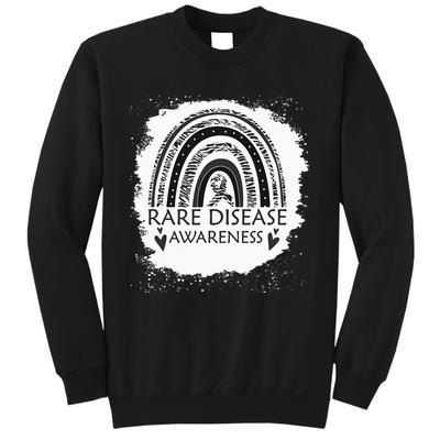 Rare Disease Awareness Bleached Rainbow Zebra Ribbon Sweatshirt