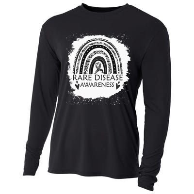 Rare Disease Awareness Bleached Rainbow Zebra Ribbon Cooling Performance Long Sleeve Crew