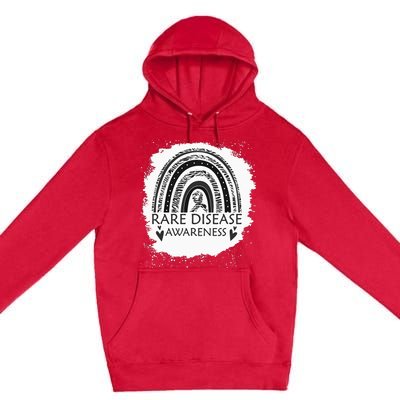 Rare Disease Awareness Bleached Rainbow Zebra Ribbon Premium Pullover Hoodie