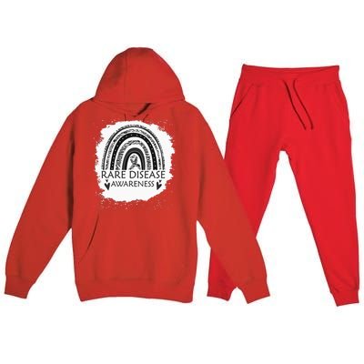 Rare Disease Awareness Bleached Rainbow Zebra Ribbon Premium Hooded Sweatsuit Set