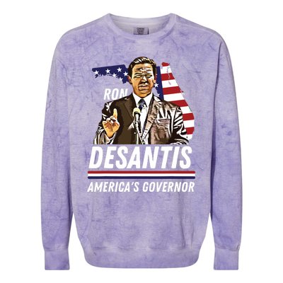 Ron Desantis Americas Governor Florida US Flag Colorblast Crewneck Sweatshirt